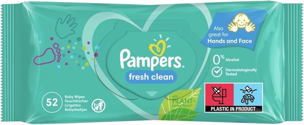 Pampers Fresh Clean Baby Scent Baby Wipes - 52 pack