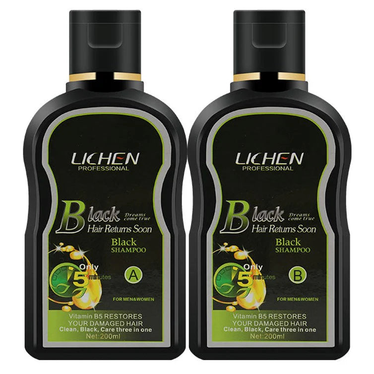 Lichen Black Hair Color Shampoo 400ml (Pack of 2) Large