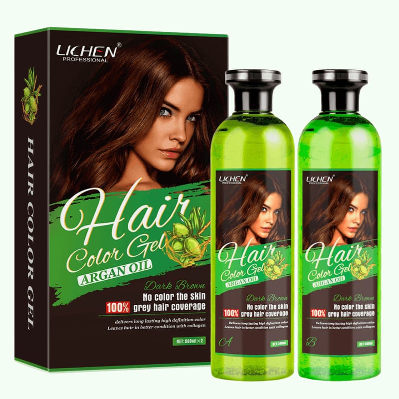 Lichen Hair Color Gel With Argan Oil (Brown) Pack Of 2 500ml x2 = 1000ml