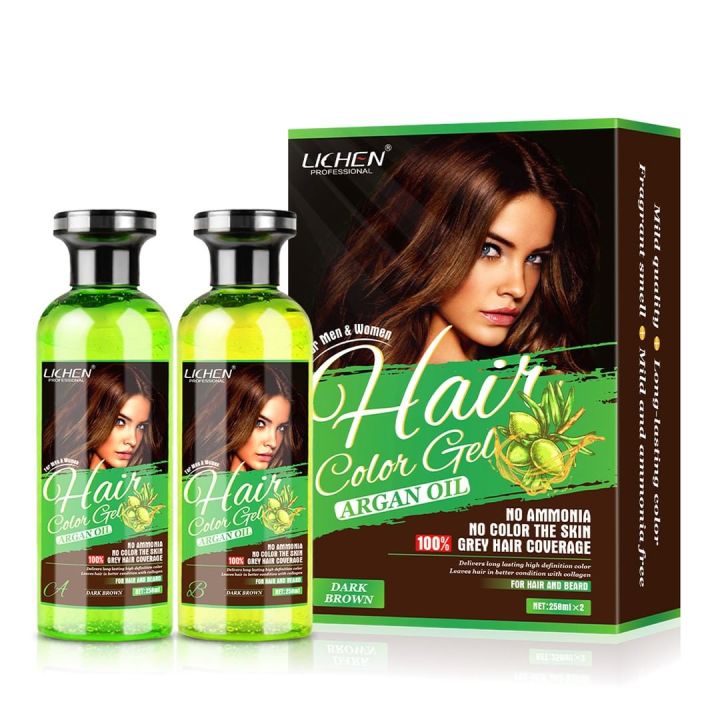 Lichen Hair Color Gel With Argan Oil (Brown) 258ml x 2 = 516ml
