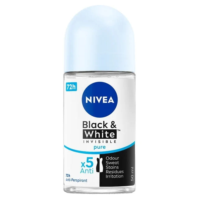 Nivea Roll On Deodorant Black & White Invisible Pure - 50ml