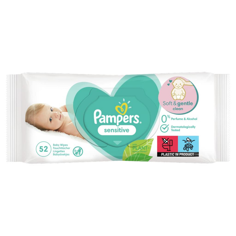 Pampers Sensitive Baby Wipes - 52 Pack