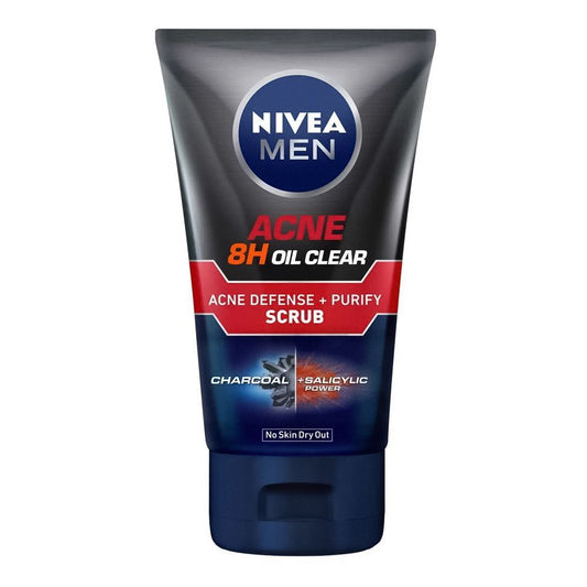 NIVEA Men Acne 8 Hours Oil Clear Acne Defense+Purify Charcoal Scrub - 100ml