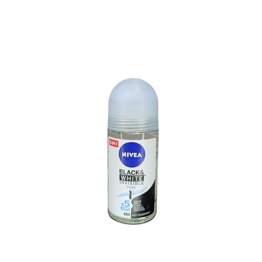 Nivea Roll On Deodorant Black & White Invisible Pure - 50ml