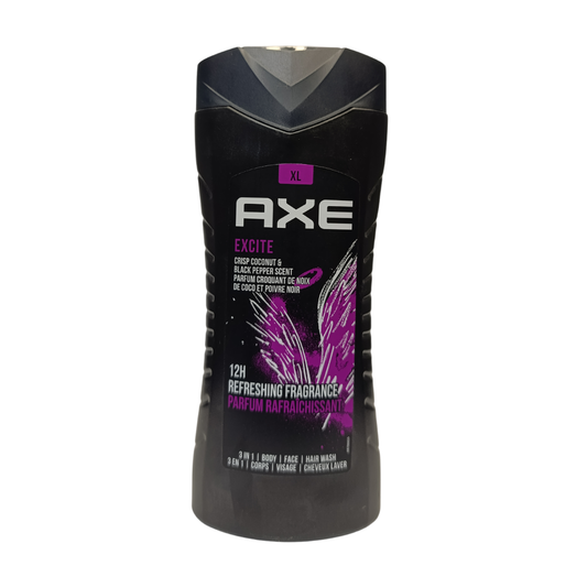 Axe Excite 3in1 Shower Gel Body,Face And Hair Wash - 400ml