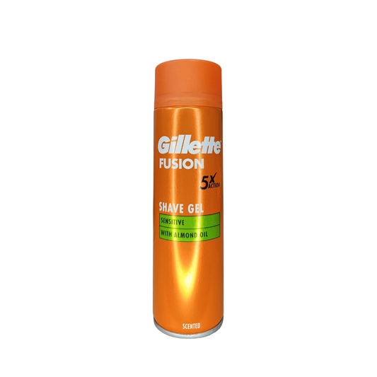 Gillette Fusion 5x Action Shave Gel Sensitive With Almond Oil - 200g